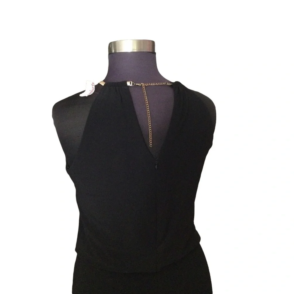 R & M Richard black Gold Chain Plus Size Jumpsuit